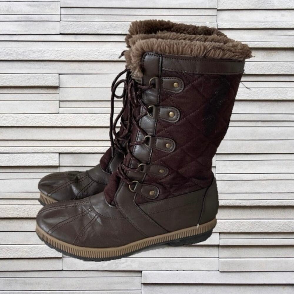 TOTES Brown Cozy Winter Boots Sz. 11 - Picture 4 of 7